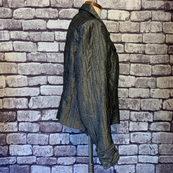 Chico's Shiny Puckered Fabric Jacket Size L - Picture 9 of 12